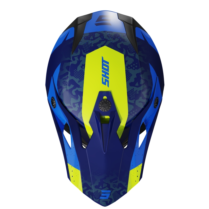 Motocross Helm für Motorrad Shot Pulse Airfit blau-fluo gelb glänzend Ausverkauf