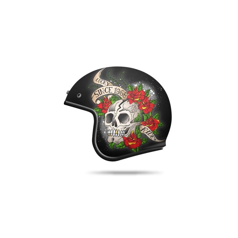 MT LeMans SV Skull &amp; Rose Open Motorradhelm Rot