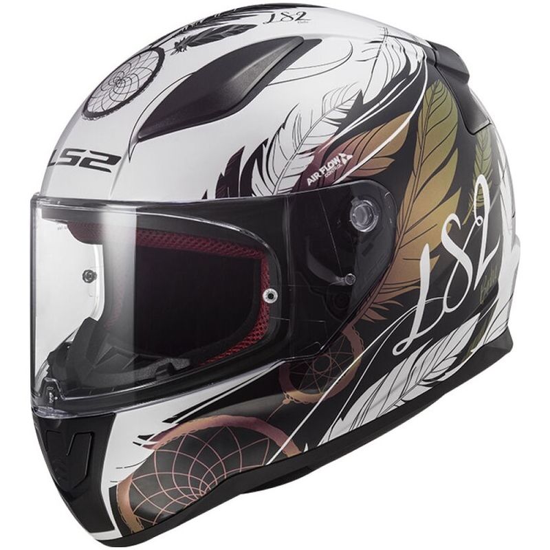 Integral Motorradhelm LS2 FF353 RAPID II Boho weiß-schwarz-rosa glänzend