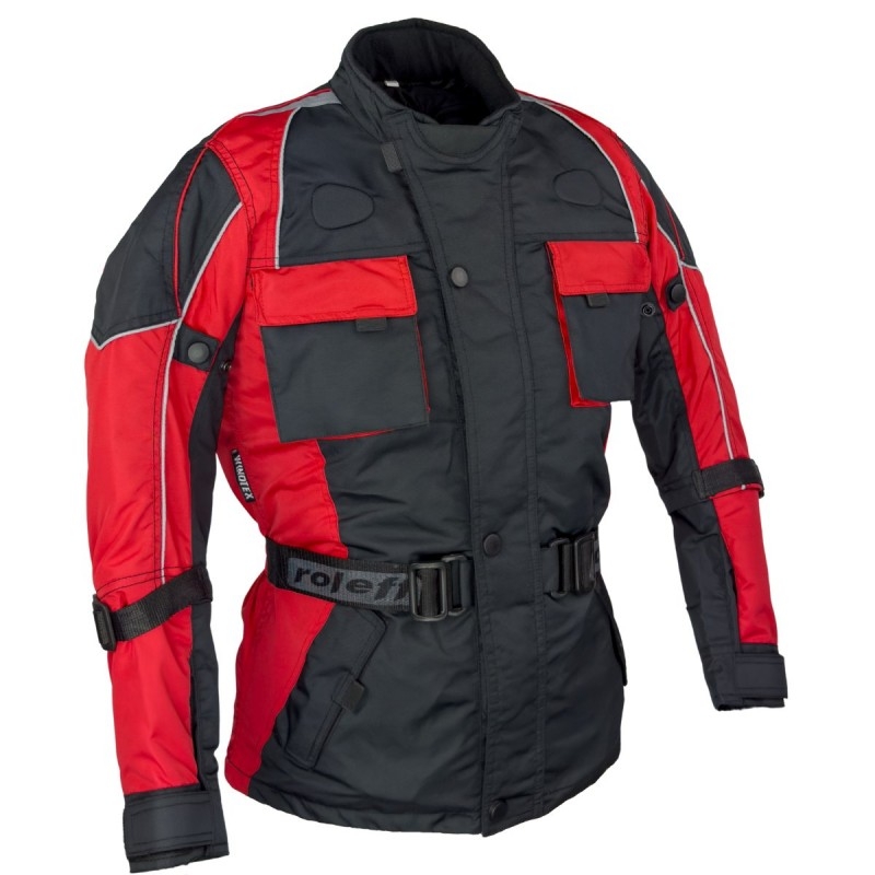 Kinder-Motorradjacke Roleff Taslan schwarz-rot