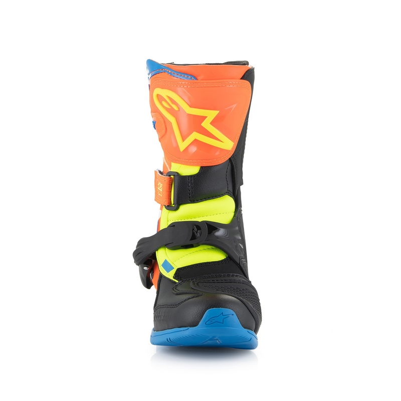 Alpinestars Tech 3S Kids Fluo Orange-Blau-Fluo Gelb-Schwarz Motorradstiefel für Kinder