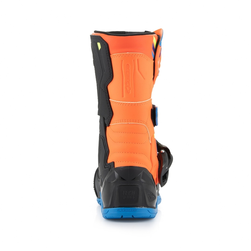 Alpinestars Tech 3S Kids Fluo Orange-Blau-Fluo Gelb-Schwarz Motorradstiefel für Kinder