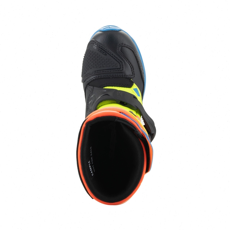 Alpinestars Tech 3S Kids Fluo Orange-Blau-Fluo Gelb-Schwarz Motorradstiefel für Kinder