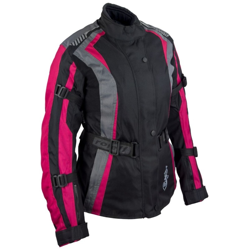 Damen-Motojacke Roleff Estretta schwarz-pink-grau