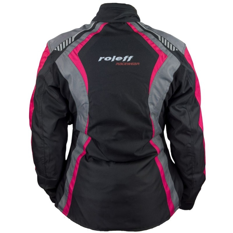 Damen-Motojacke Roleff Estretta schwarz-pink-grau