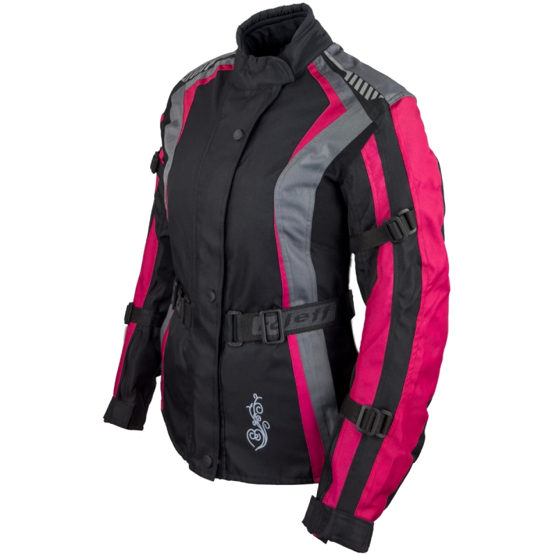 Damen-Motojacke Roleff Estretta schwarz-pink-grau