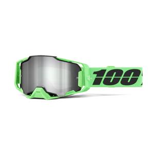 Motocrossbrille 100% ARMEGA ANZA 2 grün (verspiegelte silberne Plexiglasscheibe)