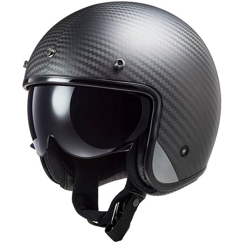 Jet-Motorradhelm LS2 OF601 Bob II Carbon Solid schwarz matt