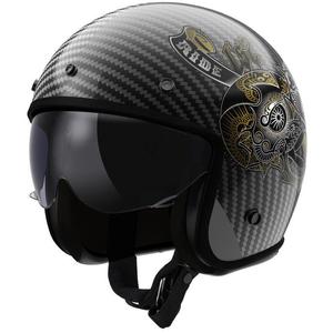 Otevřená helma na motorku LS2 OF601 Bob II Carbon Custom černá lesklá
