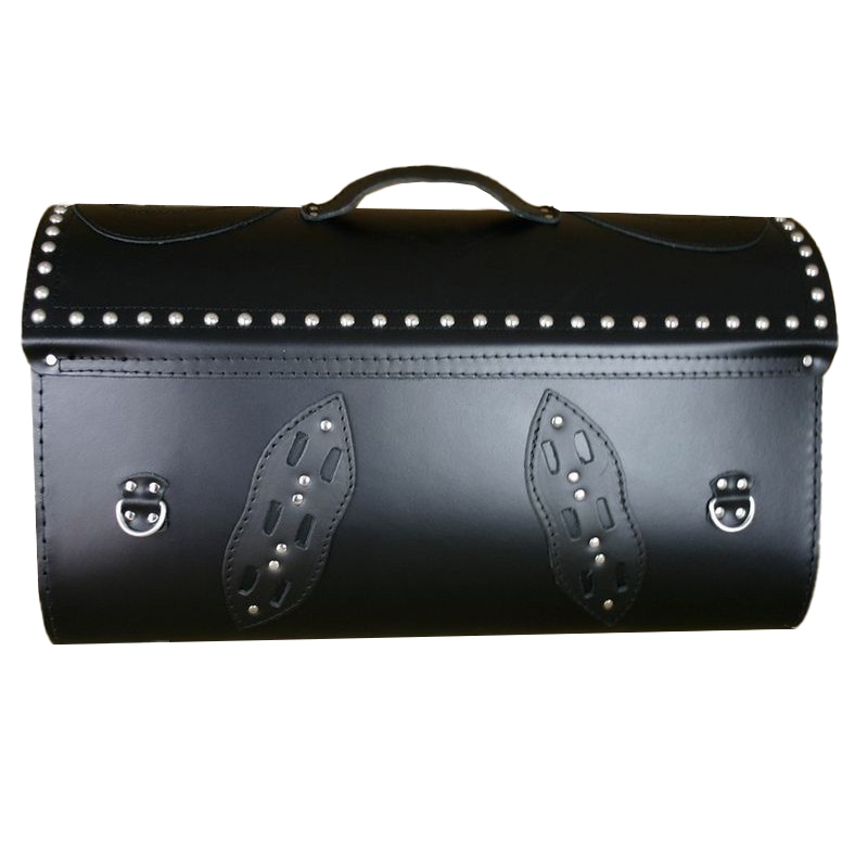 RSA K22 Black Demon schwarzes Leder Motorradtasche mit Nieten 42 l