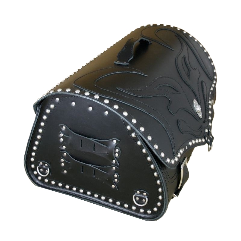 RSA K22 Black Demon schwarzes Leder Motorradtasche mit Nieten 42 l