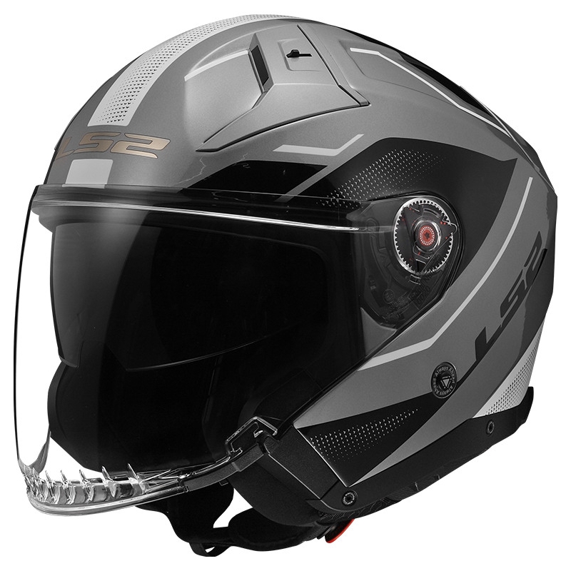 Offener Motorradhelm LS2 OF603 Infinity II Veyron grau und weiß