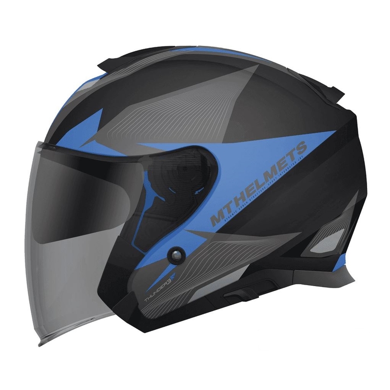 Offener Motorradhelm MT Thunder SV Jet Wing schwarz-matt-blau