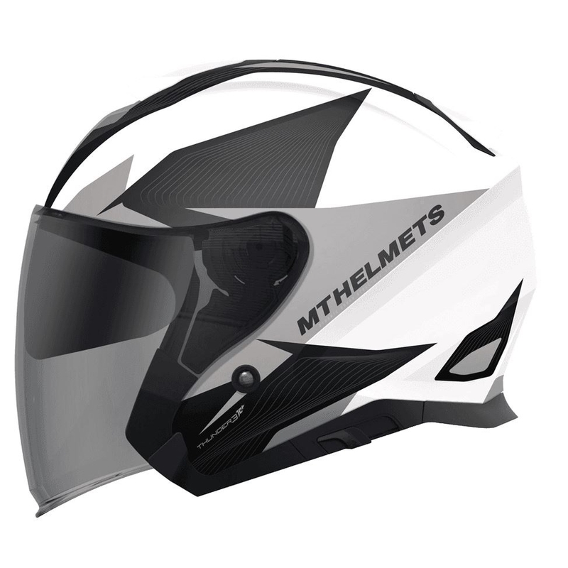 Offener Motorradhelm MT Thunder SV Jet Wing weiß-grau
