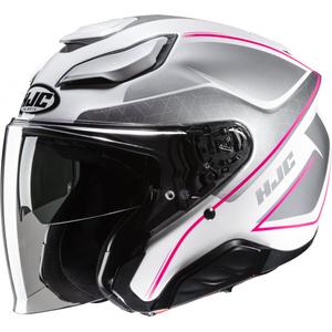 Offener Motorradhelm HJC F31 Ludi MC8 weiß-grau-rosa