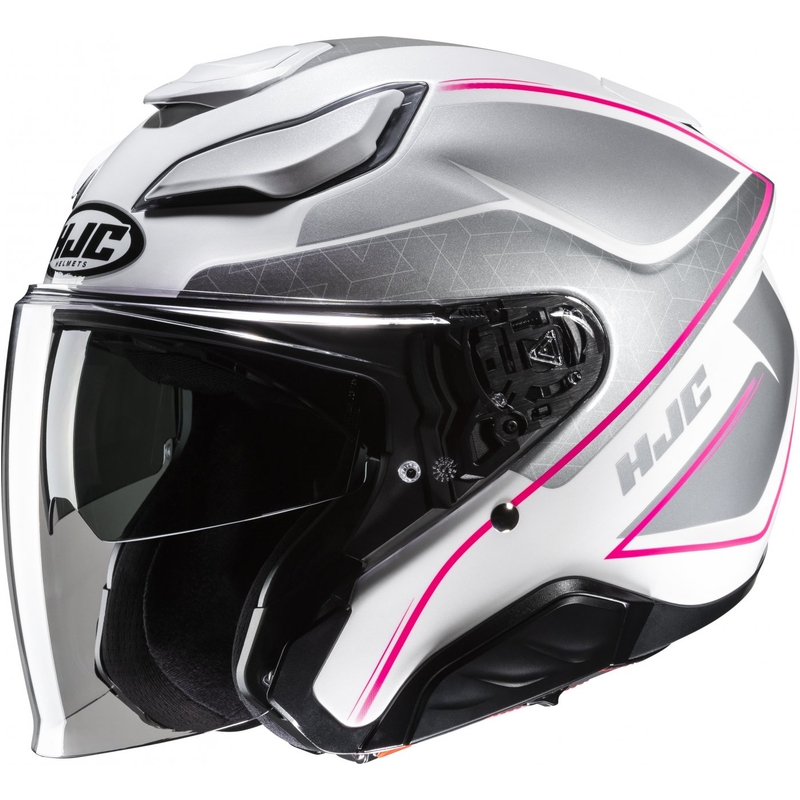 Offener Motorradhelm HJC F31 Ludi MC8 weiß-grau-rosa