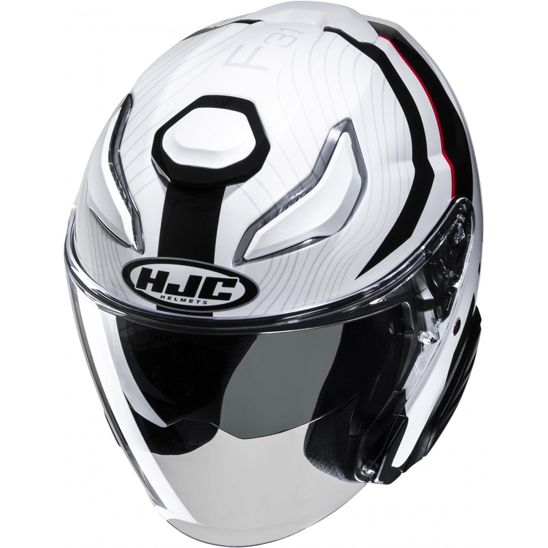 Offener Motorradhelm HJC F31 Naby MC1 weiß-schwarz-rot