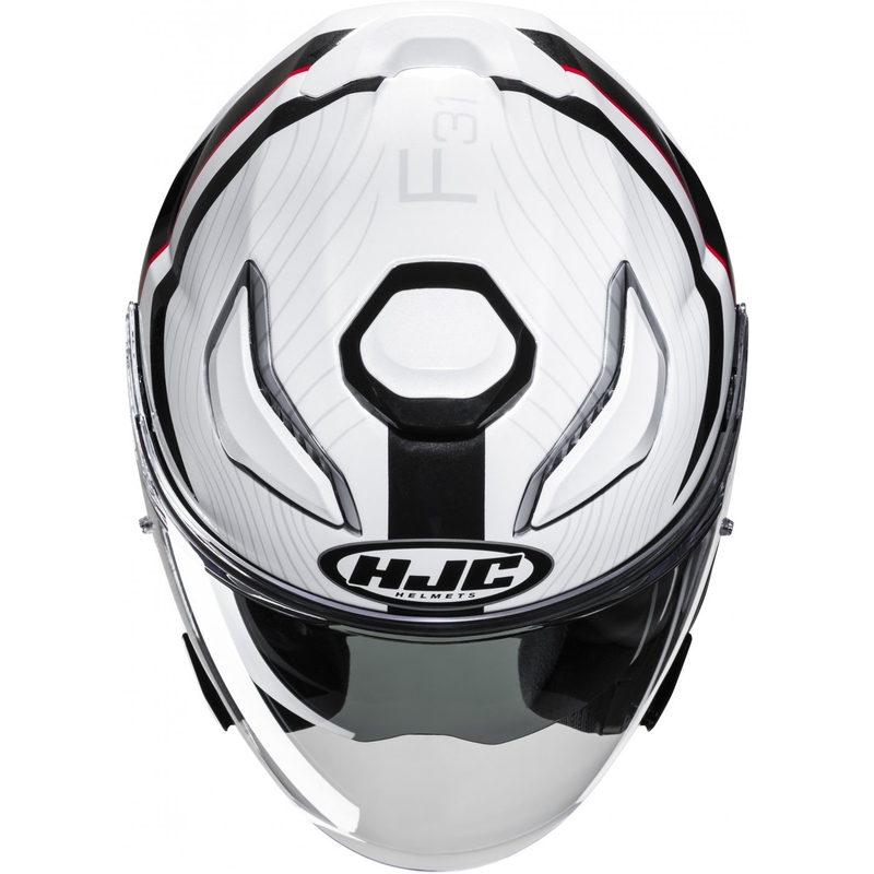 Offener Motorradhelm HJC F31 Naby MC1 weiß-schwarz-rot
