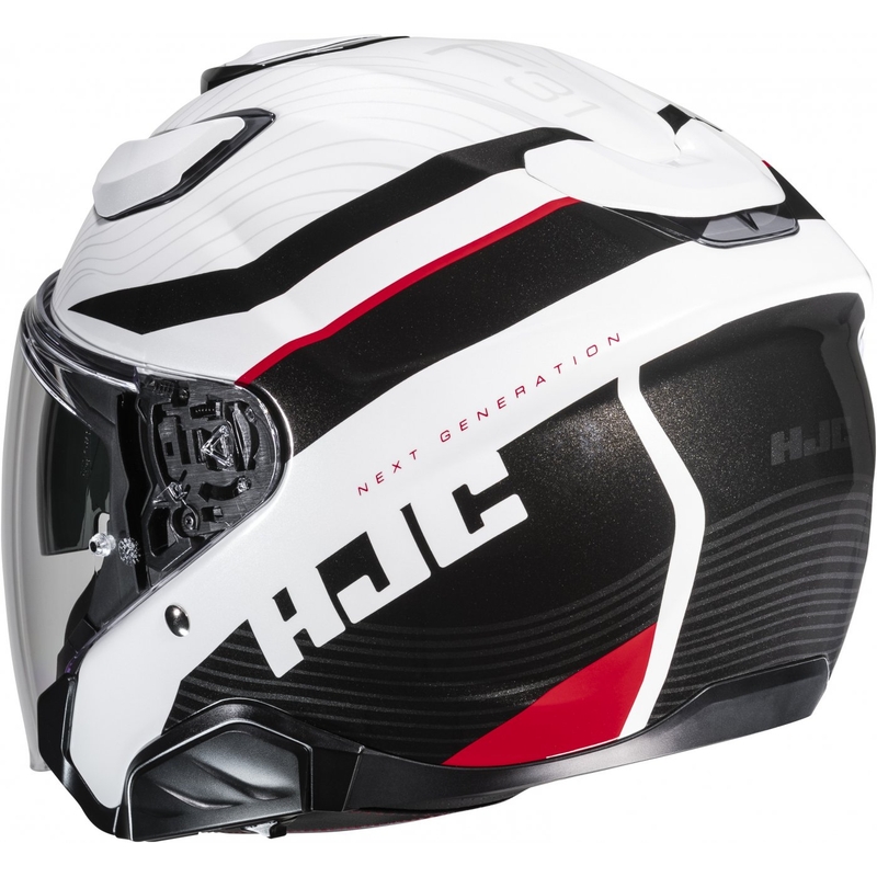 Offener Motorradhelm HJC F31 Naby MC1 weiß-schwarz-rot