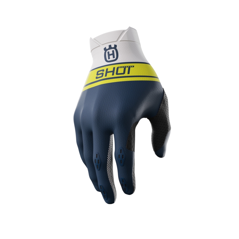 Motocross-Handschuhe Shot Aerolite Husqvarna LE weiß-blau Abverkauf Ausverkauf