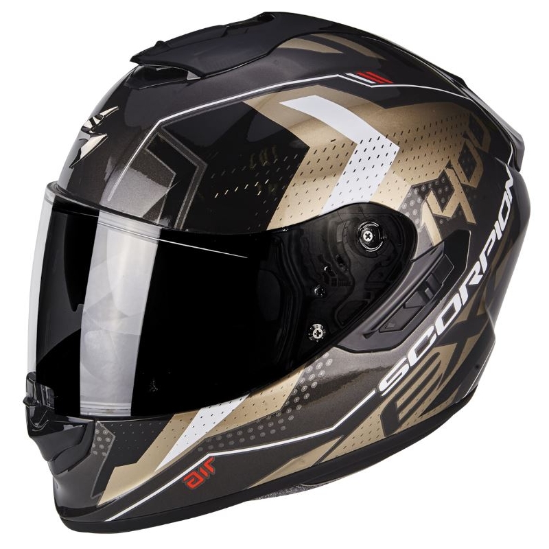 Integral Motorradhelm Skorpion Exo-1400 Air T-shirt schwarz-gold Ausverkauf