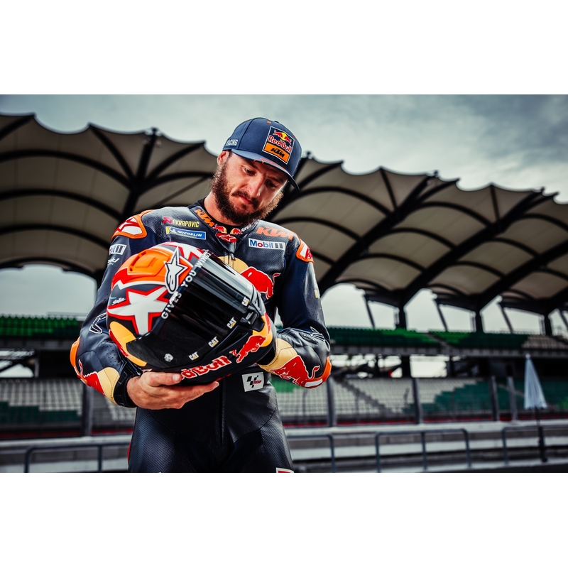 Integralhelm für Motorrad Alpinestars Supertech R-10 Team Carbon Fluo Rot-Blau-Weiß Matt