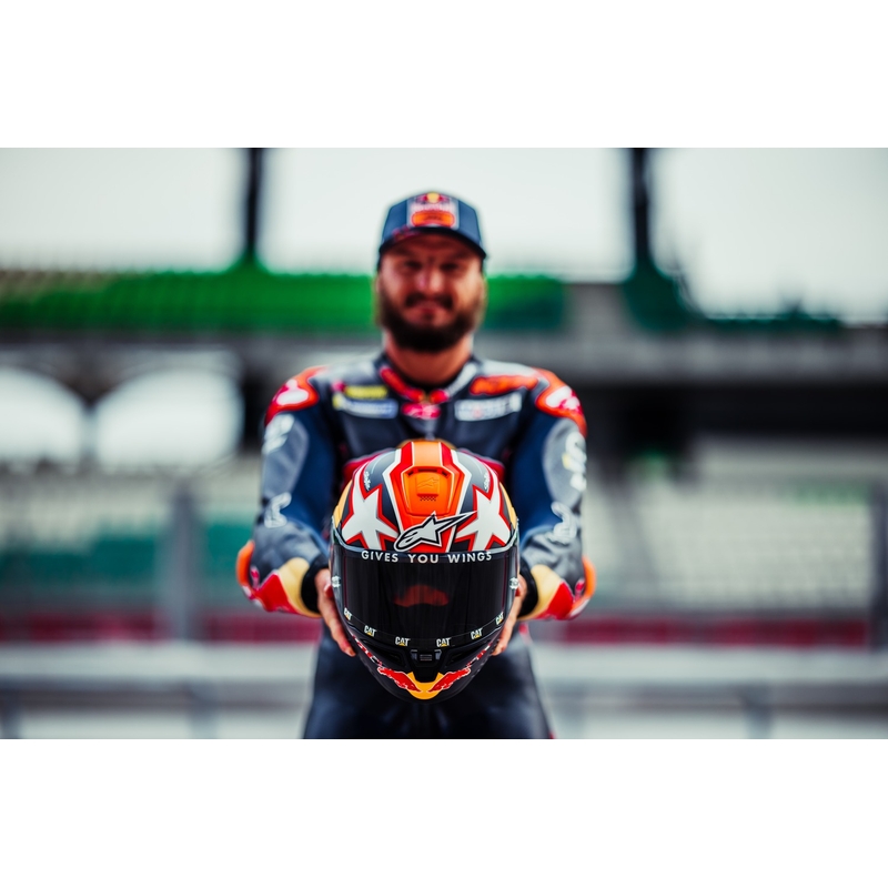 Integralhelm für Motorrad Alpinestars Supertech R-10 Team Carbon Fluo Rot-Blau-Weiß Matt