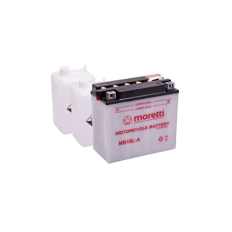 Konventionelle Motorradbatterie Moretti MB18L-A, 12V 18Ah