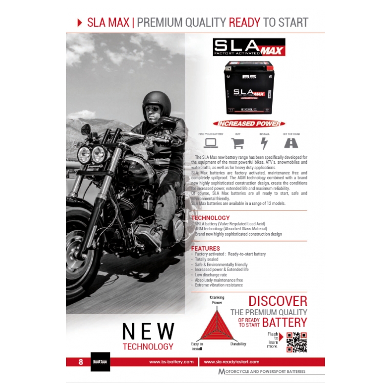 Werkaktivierte Motorradbatterie BS-BATTERY SLA MAX