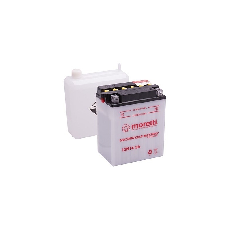 Konventionelle Motorradbatterie Moretti 12N14-3A, 12V 14Ah