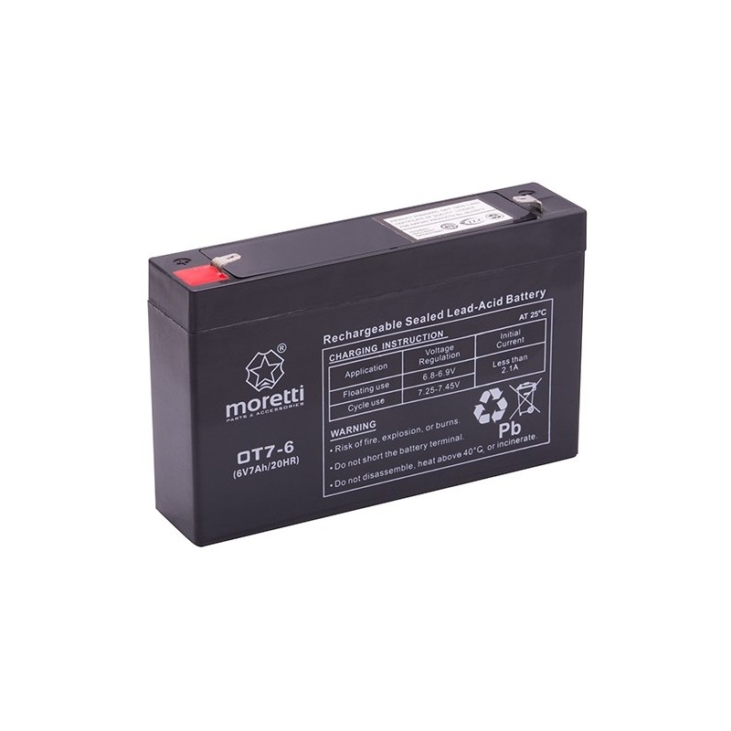 Moretti OT7-6, 6V 7Ah wartungsfreie Gel-Batterie