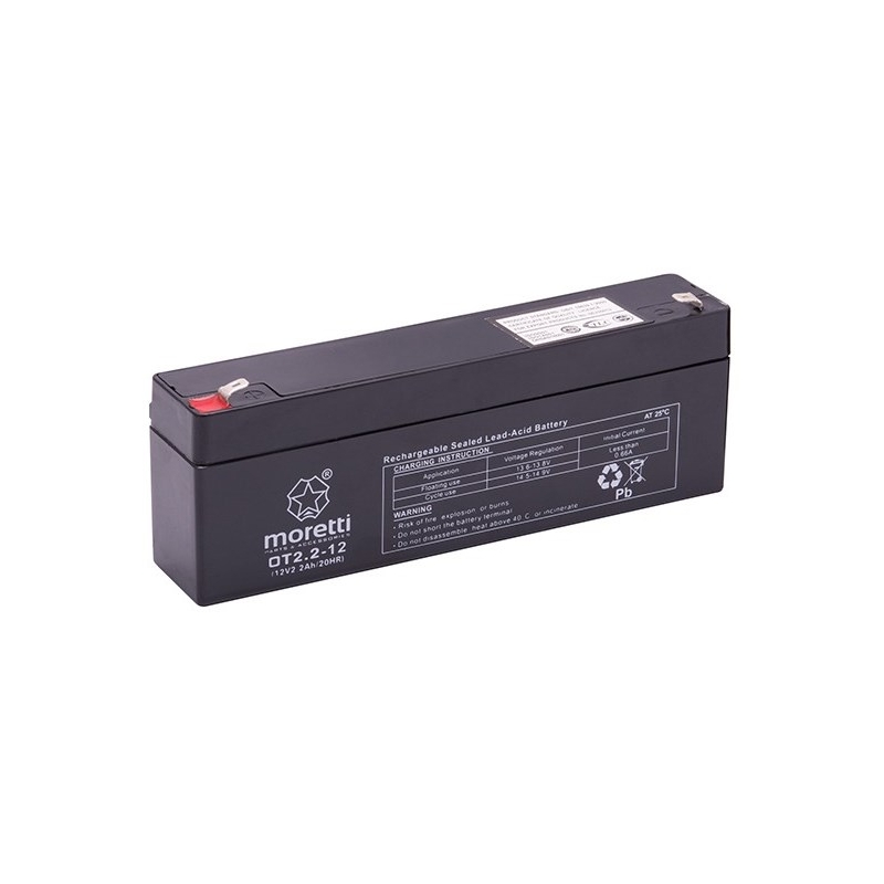 Moretti OT2.2-12, 12V 2,2Ah wartungsfreie Gel-Batterie
