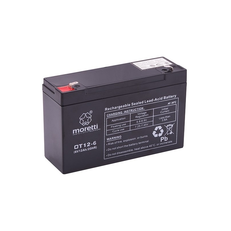 Moretti OT12-6, 6V 12Ah wartungsfreie Gel-Batterie