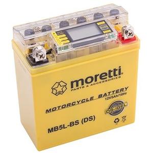 Wartungsfreie Gel-Batterie Moretti MB5L-BS, 12V 5Ah mit Spannungsmesser
