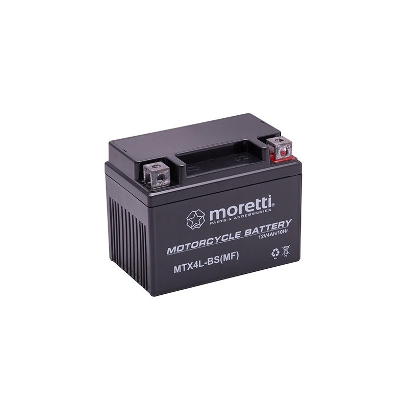 Moretti MTX4L-BS wartungsfreie Gel-Batterie, 12V 4Ah