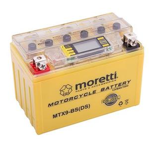 Moretti MTX9-BS wartungsfreie Gel-Batterie, 12V 8Ah mit Spannungsmesser