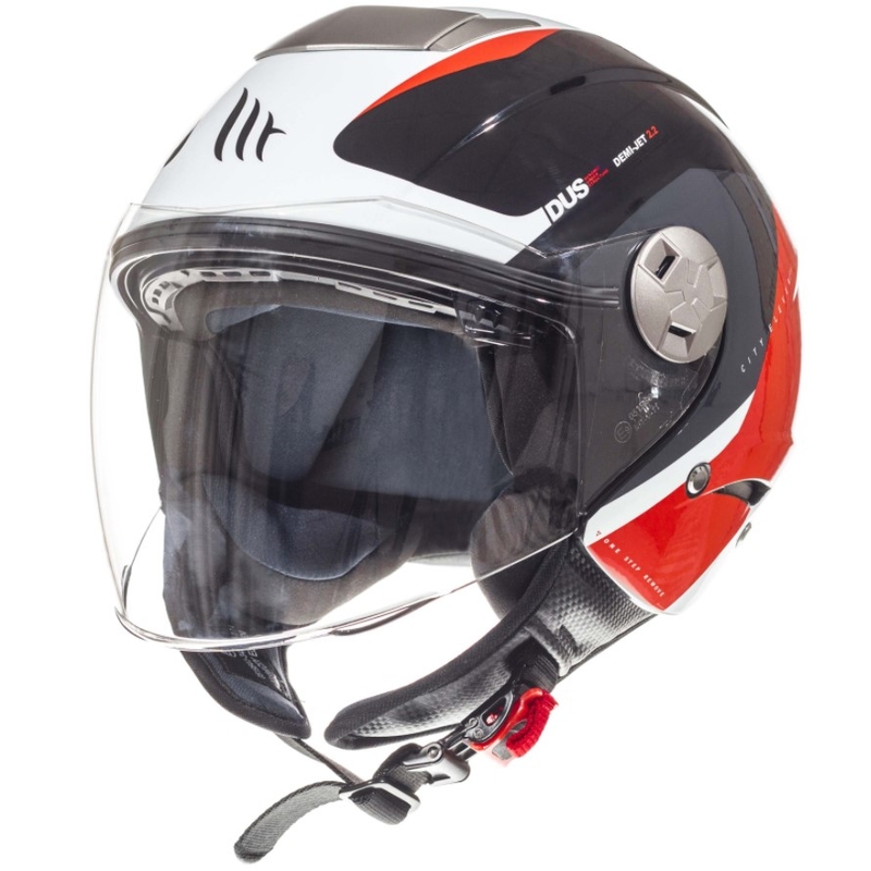MT City Eleven SV Spark Schwarz-Weiß-Rot Open Motorradhelm Ausverkauf