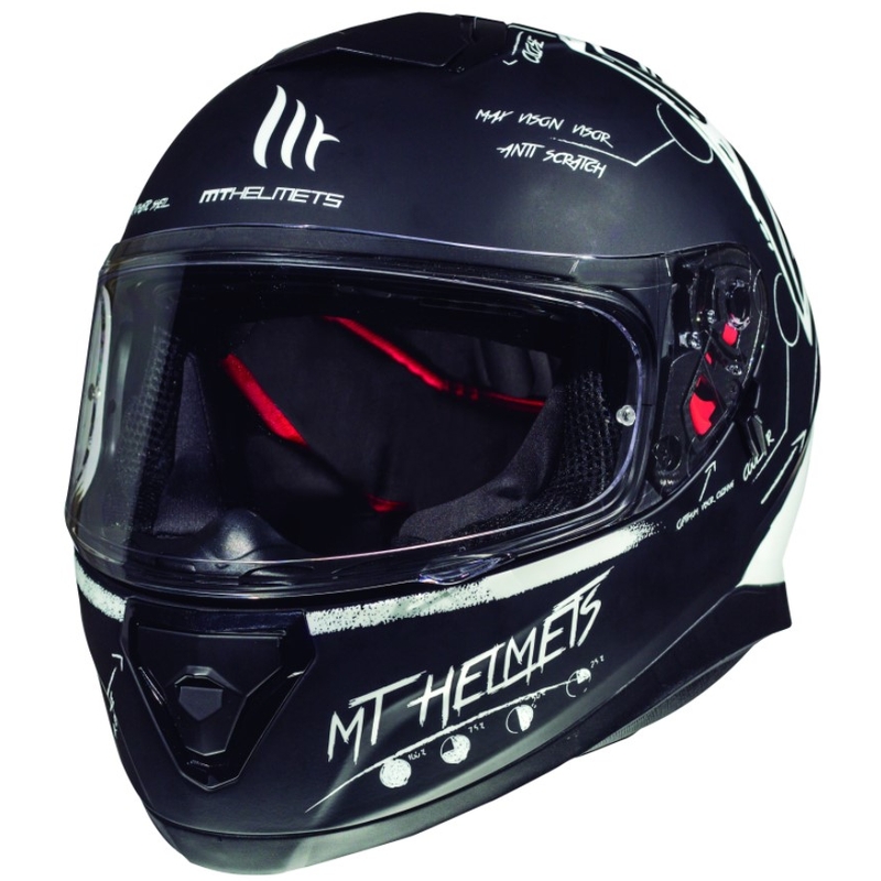 MT Thunder 3 SV Board Schwarz Matt Weiß Integral Motorradhelm