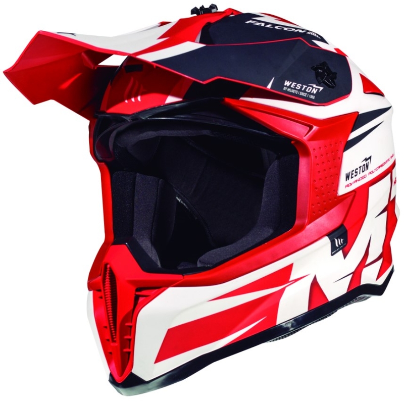 MT Falcon Weston Motocross Helm rot und weiß