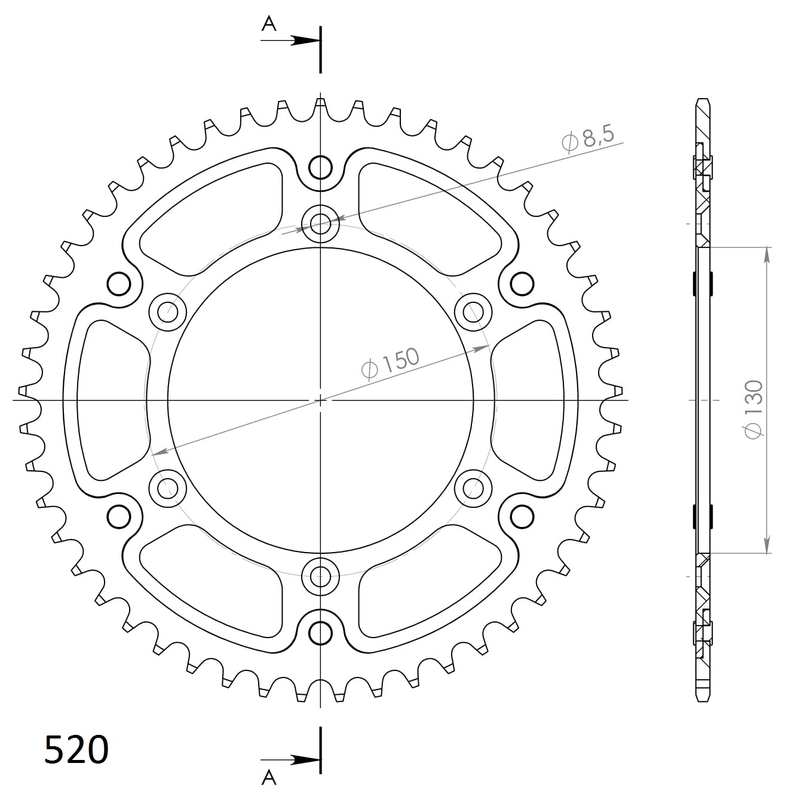 Kettenrad SUPERSPROX STEALTH gold 49T, 520