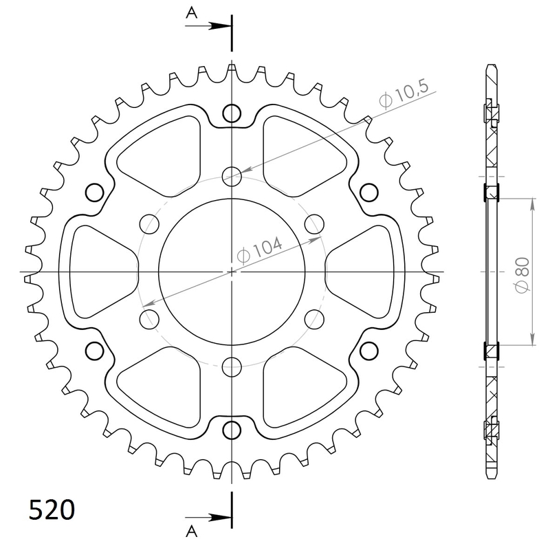 Kettenrad SUPERSPROX STEALTH gold 43T, 520