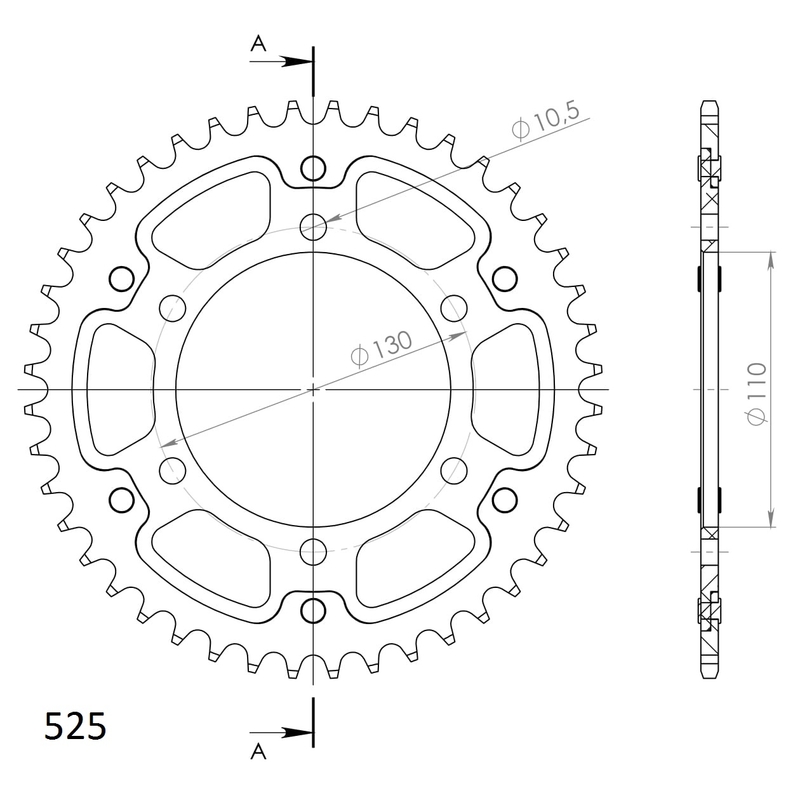 Kettenrad SUPERSPROX STEALTH gold 44T, 525