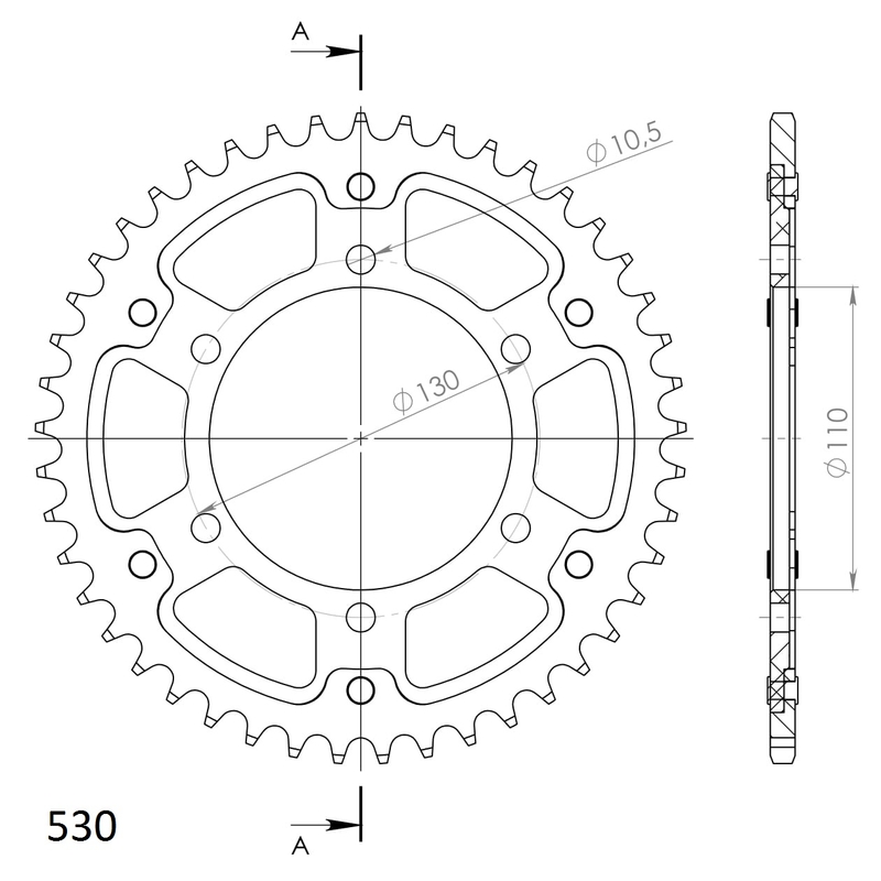 Kettenrad SUPERSPROX STEALTH gold 45T, 530