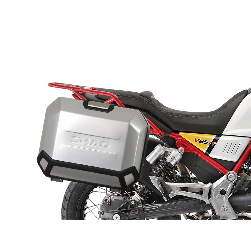 Complete set of 36L / 47L SHAD TERRA aluminum side cases, including mounting kit SHAD MOTO GUZZI V 85 TT