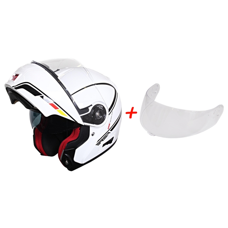 SET: Vyklápěcí přilba na motorku RSA TR-01 + čiré plexi