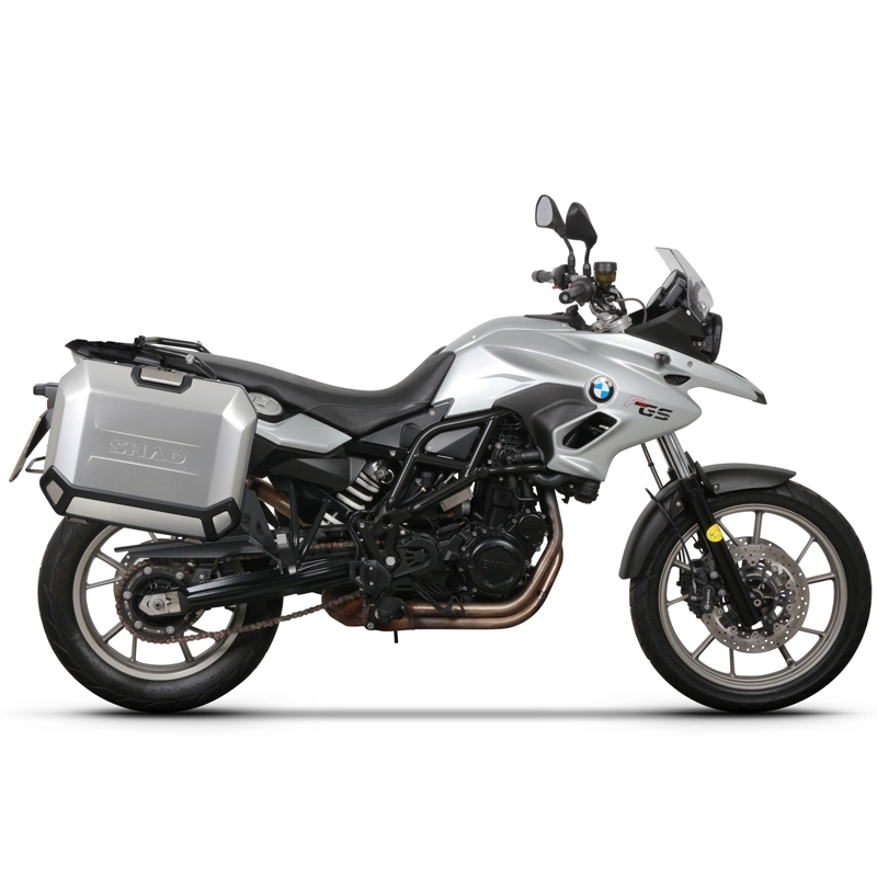 Complete set of aluminum cases SHAD TERRA, 48L topcase + 36L / 47L side cases, including mounting kit and plate SHAD BMW F 650 GS/ F 700 GS/ F 800 GS