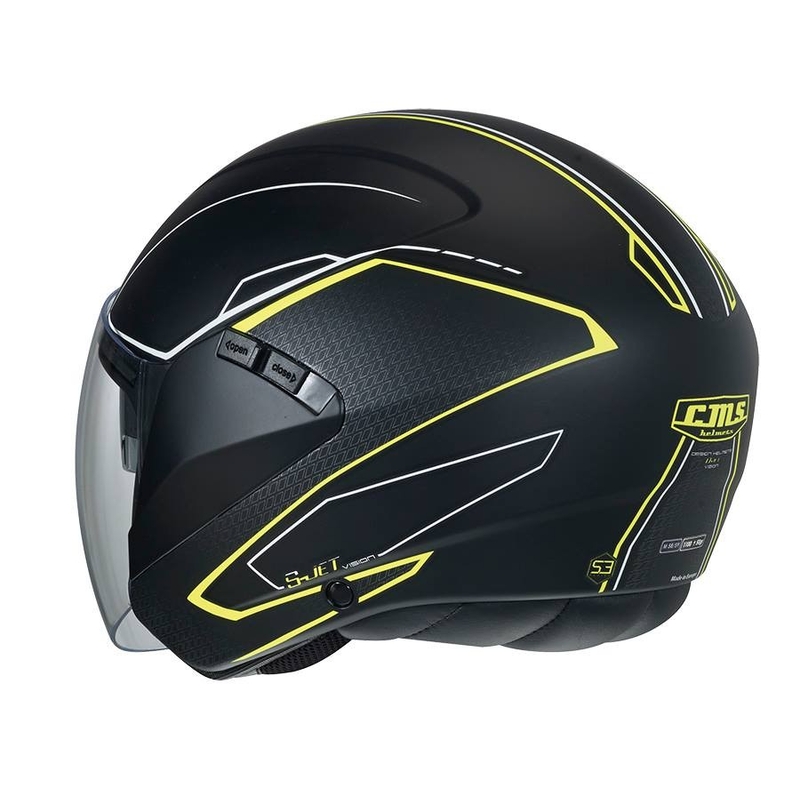 Offener Motorradhelm CMS S-JET Vision schwarz-fluorgelb