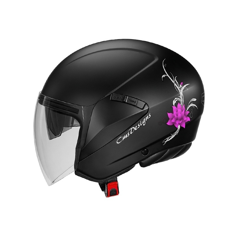 Offener Motorradhelm CMS S-JET Rose schwarz-rosa