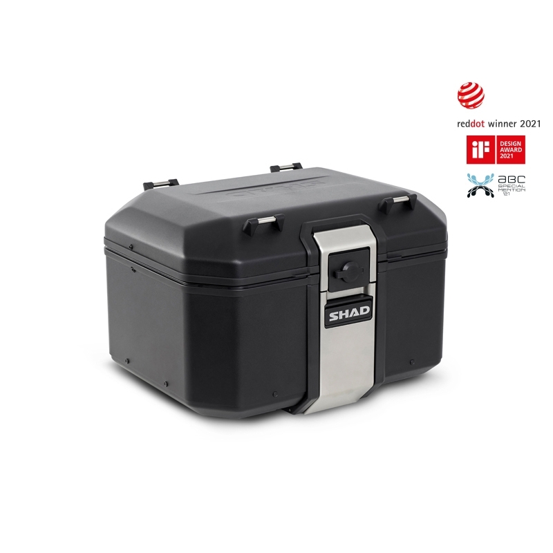 Complete set of black aluminum cases SHAD TERRA, 48L topcase + 36L side left case / 47L side right case, including mounting kit and plate SHAD KTM Super Adventure 1290 (R, S)