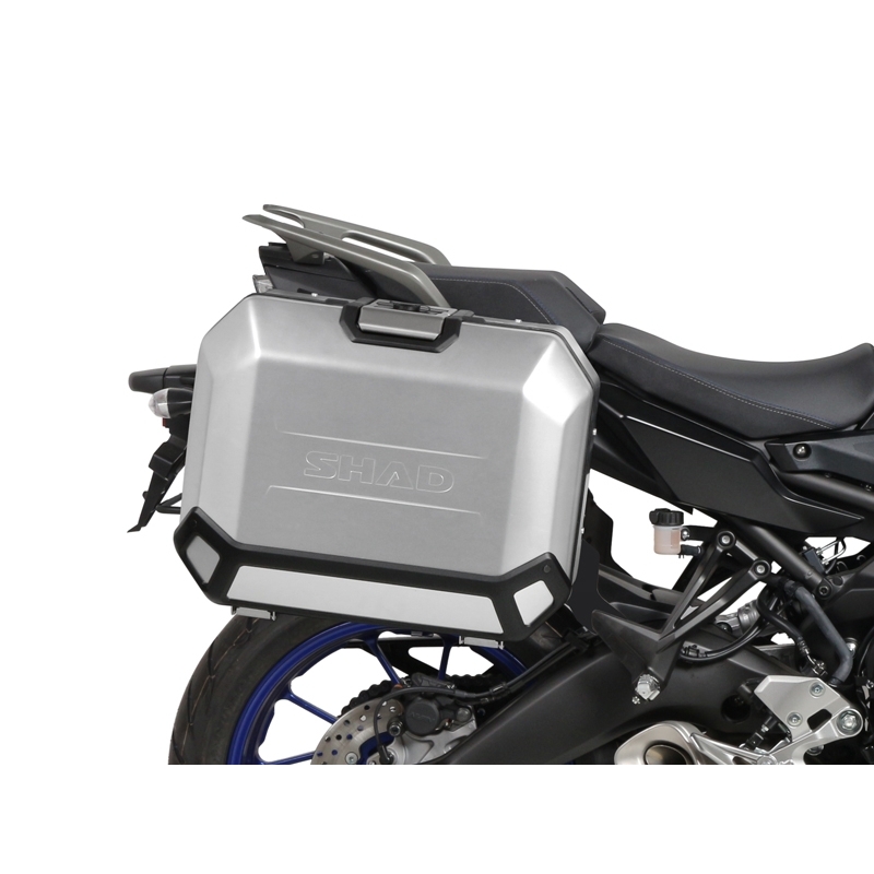 Complete set of 36L / 36L SHAD TERRA BLACK aluminum side cases, including mounting kit SHAD YAMAHA MT-09 Tracer / Tracer 900